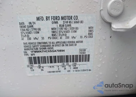 2025 Ford Explorer Platinum from USA, damaged, VIN 1FMWK7HC6SGA70894